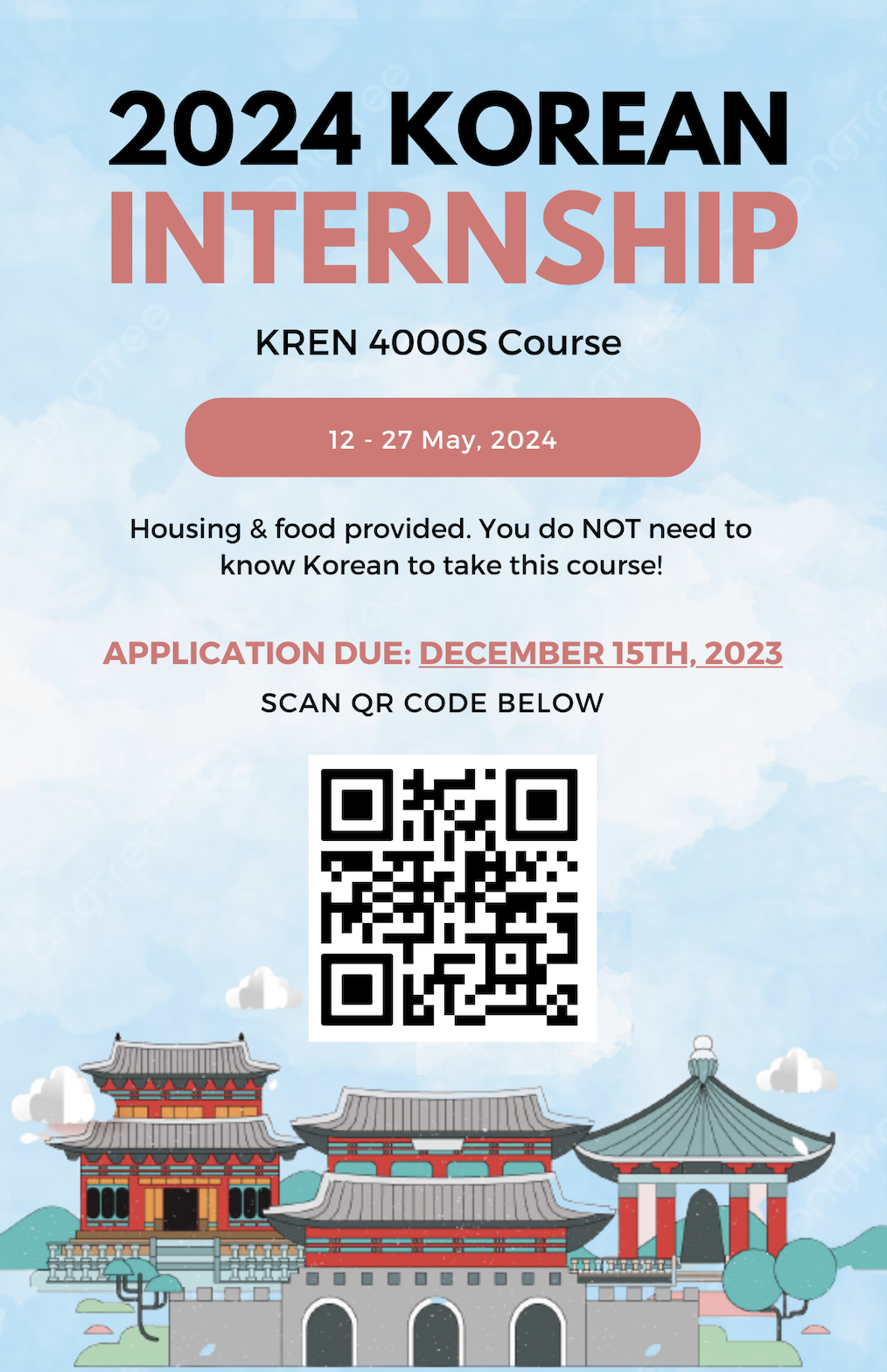 Flyer for 2024 Korean Intership Information