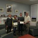 Dr. Mori and Dr. Black present teaching awards to Irina Kruchinina and Chuan-Haur Liu.